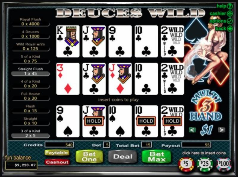 Cách chơi Bonus Deuces Wild 1 Hand chi tiết