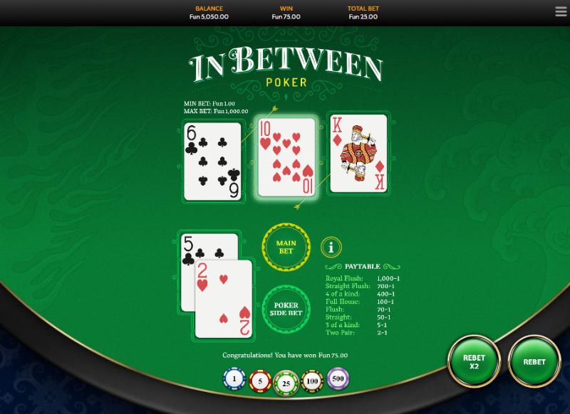 Cách chơi In Between Poker chi tiết