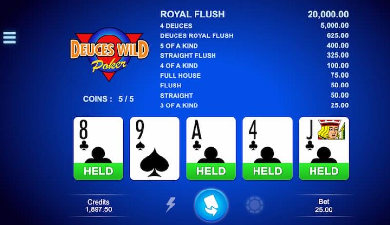 Chiến thuật chơi Deuces Wild 5 Hand hiệu quả